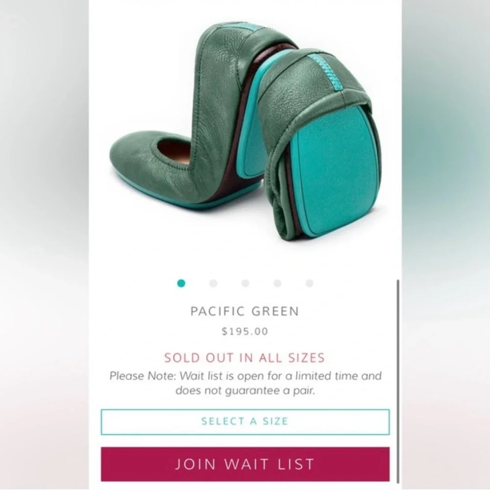 Tieks By Gavriely Flat Shoes Sz 7 Pacific Green Leather Ballet  Flats Foldable - Picture 14 of 17